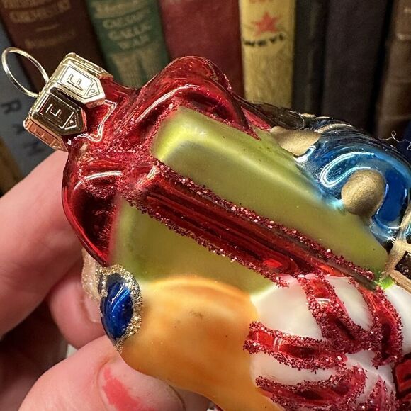 Fitz and Floyd Vintage Christmas Stocking w Toys Glass Ornament 2 Sided Tree Dec - Picture 7 of 8